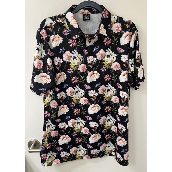 Golf Gods Australia Men's Floral Print Performance Polo Shirt Size XL Black - Picture 2 of 4